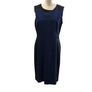 Ann Taylor Women's Sheath Dress Blue/Black Size 6 Scoop Neck Sleeveless